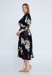 D4029 Floral B&W Midi - La Elegant