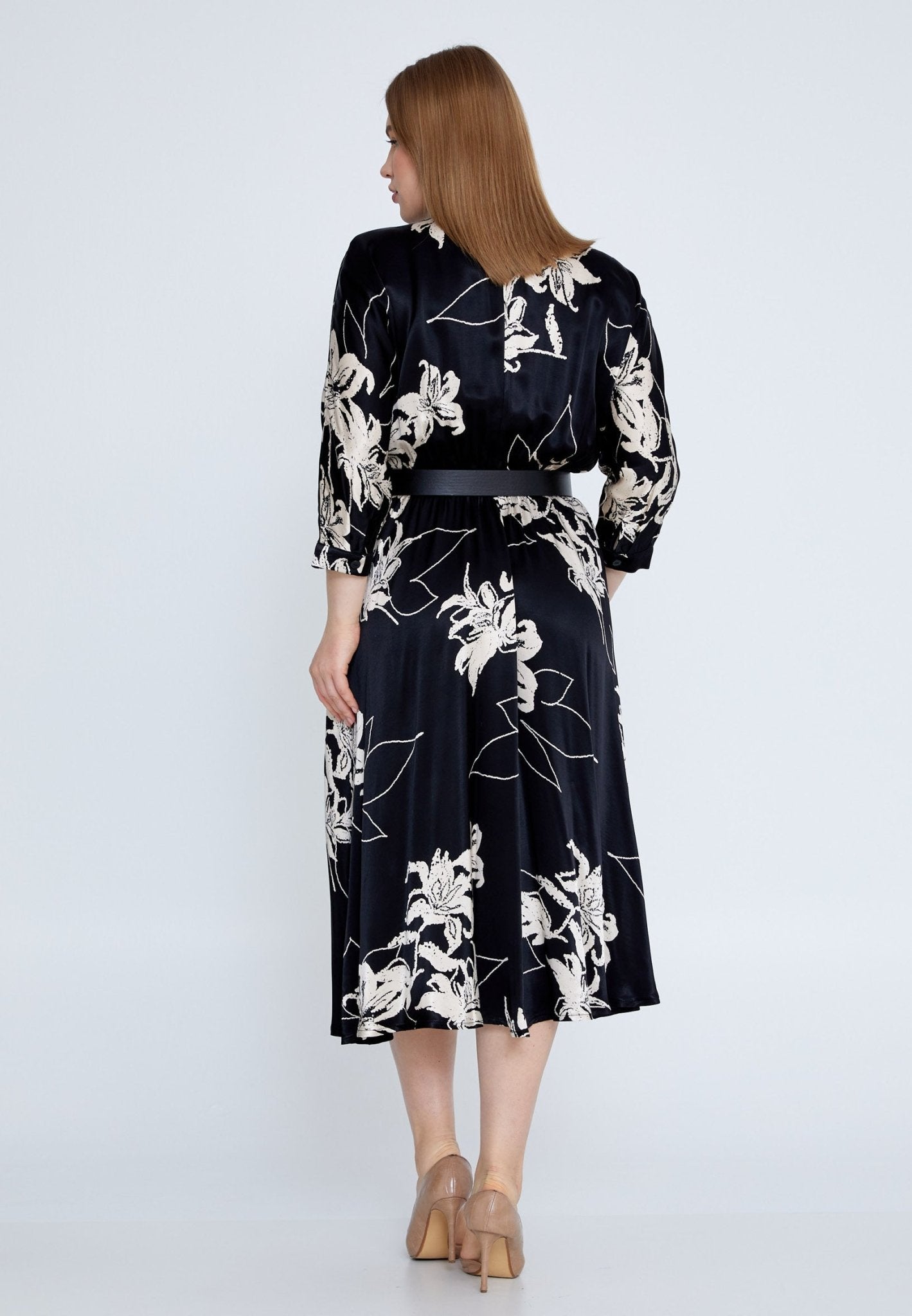 D4029 Floral B&W Midi - La Elegant