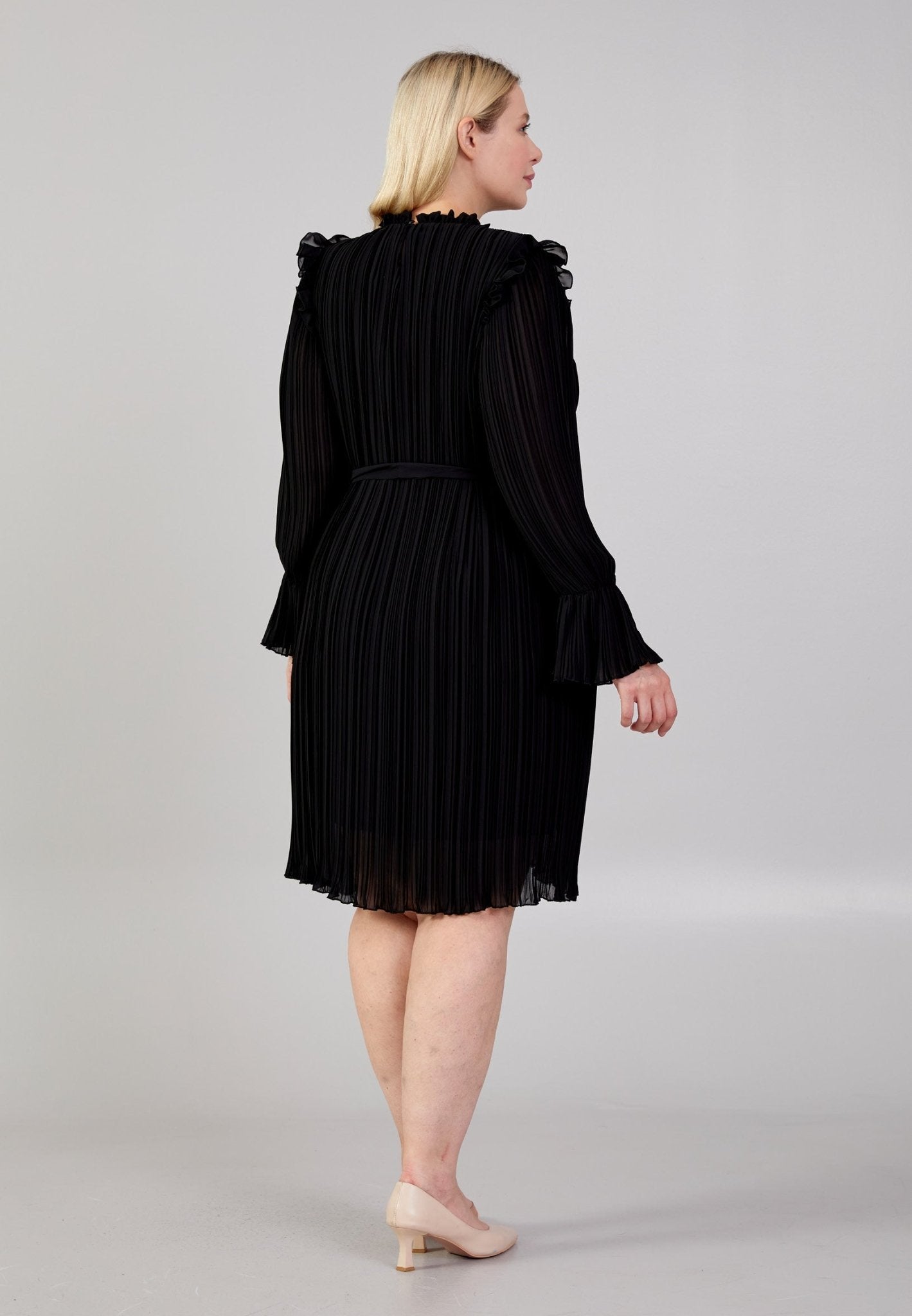 D7013 Black Frill Dress - La Elegant