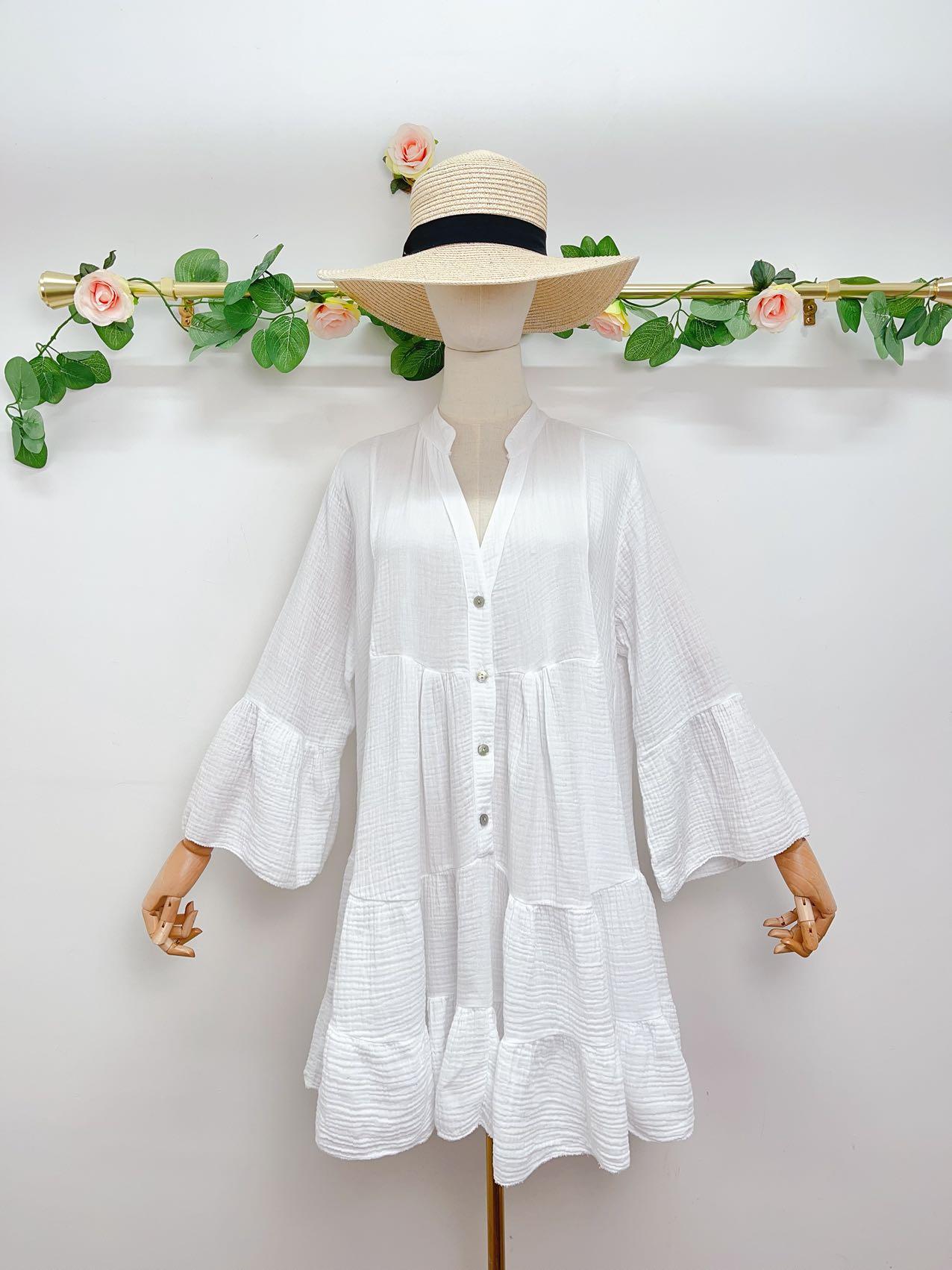 D7033 White Baby Doll Dress - La Elegant