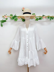 D7033 White Baby Doll Dress - La Elegant