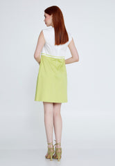 D8000 Block Ecru & Green Dress - La Elegant