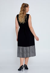 D8001 B&W Detail Midi Dress - La Elegant