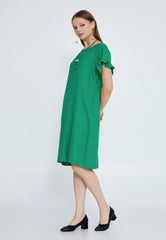 D8002 Green Shoulder Frill Dress - La Elegant