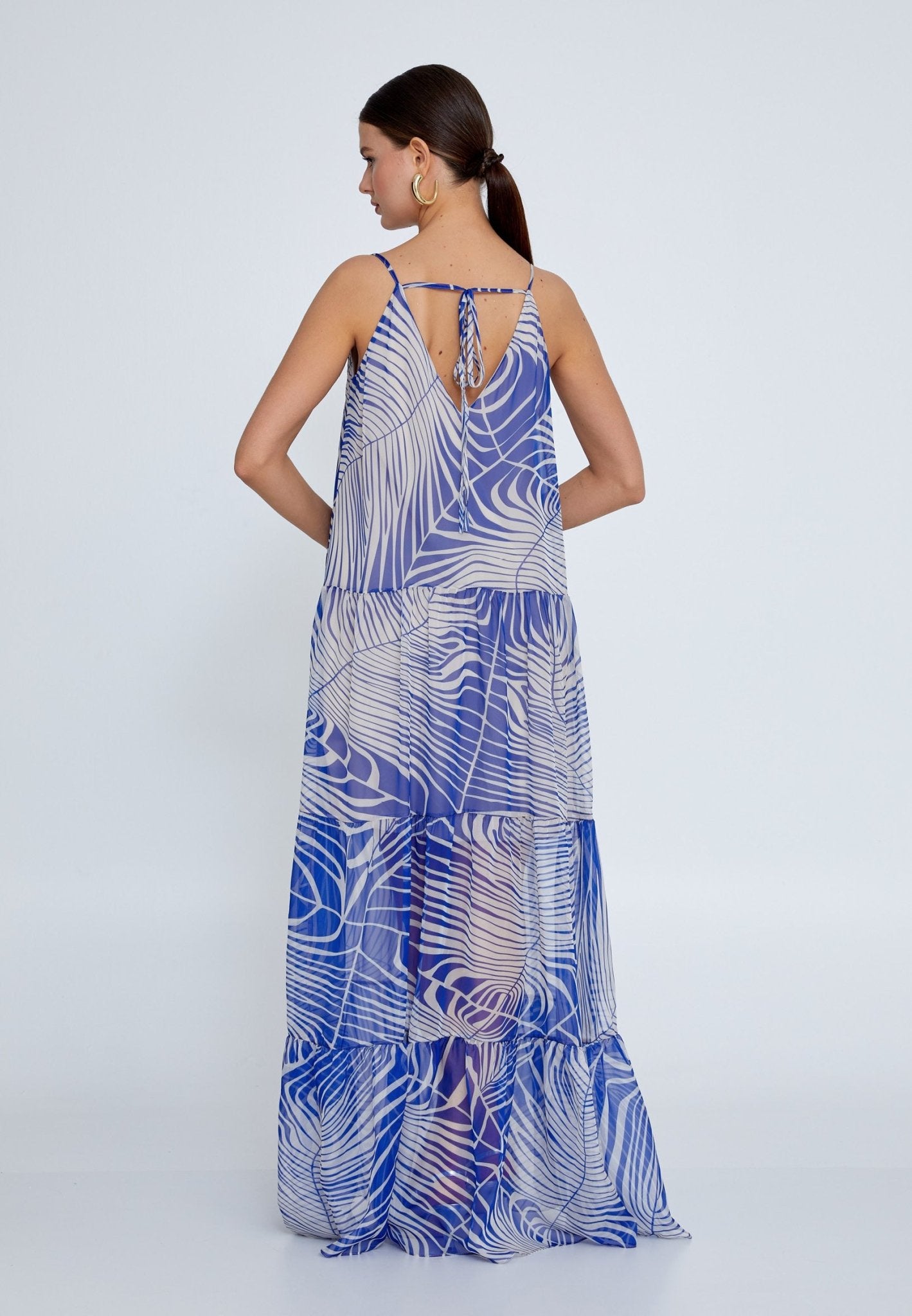 D8005 Blue Chiffon Maxi Dress - La Elegant