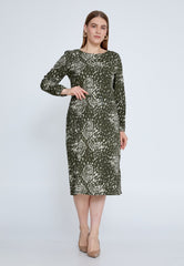 D8015 Green Spotted Midi Dress - La Elegant