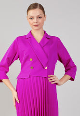 D8017 Fucshia Pleated Blazer Dress - La Elegant