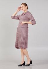 D8018 Plaid Pleated Blazer Dress - La Elegant