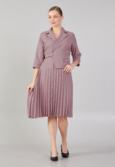 D8018 Plaid Pleated Blazer Dress - La Elegant