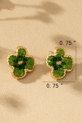 D9020 Crackled green glass flower stud earrings - La Elegant