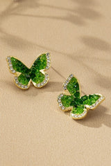 D9033 Green glass butterfly earrings - La Elegant