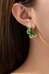 D9033 Green glass butterfly earrings - La Elegant