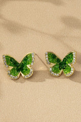 D9033 Green glass butterfly earrings - La Elegant