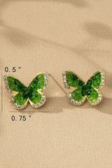 D9033 Green glass butterfly earrings - La Elegant