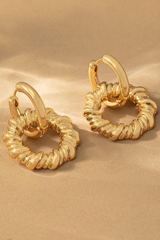 D9034 Chunky textured hoop drops - La Elegant