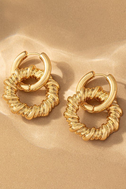 D9034 Chunky textured hoop drops - La Elegant