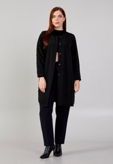 D9063 Black Pearled Long Jacket - La Elegant