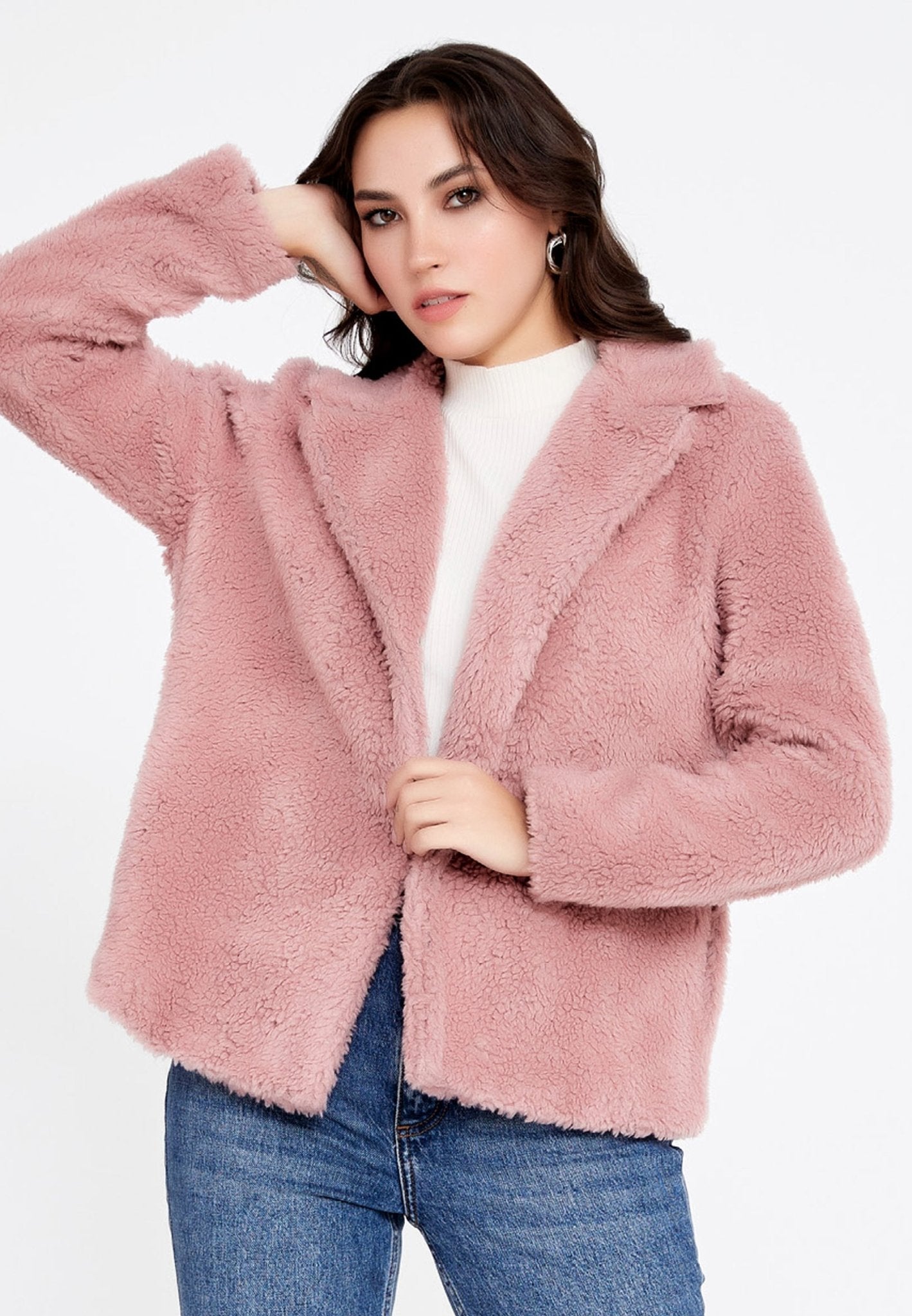 D9079 Pink Fluffy Coat - La Elegant