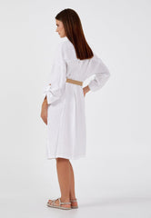 D9203 White Casual Shirt Dress - La Elegant