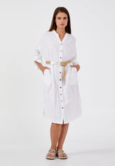 D9203 White Casual Shirt Dress - La Elegant