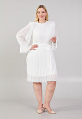 D9206 White Pleated Dress - La Elegant