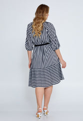 D9210 Striped W&G Midi Dress - La Elegant