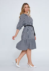 D9210 Striped W&G Midi Dress - La Elegant