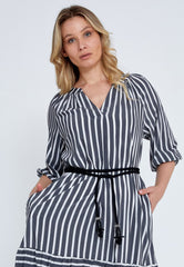 D9210 Striped W&G Midi Dress - La Elegant