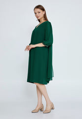 D9212 Green Chiffon Shift Dress - La Elegant