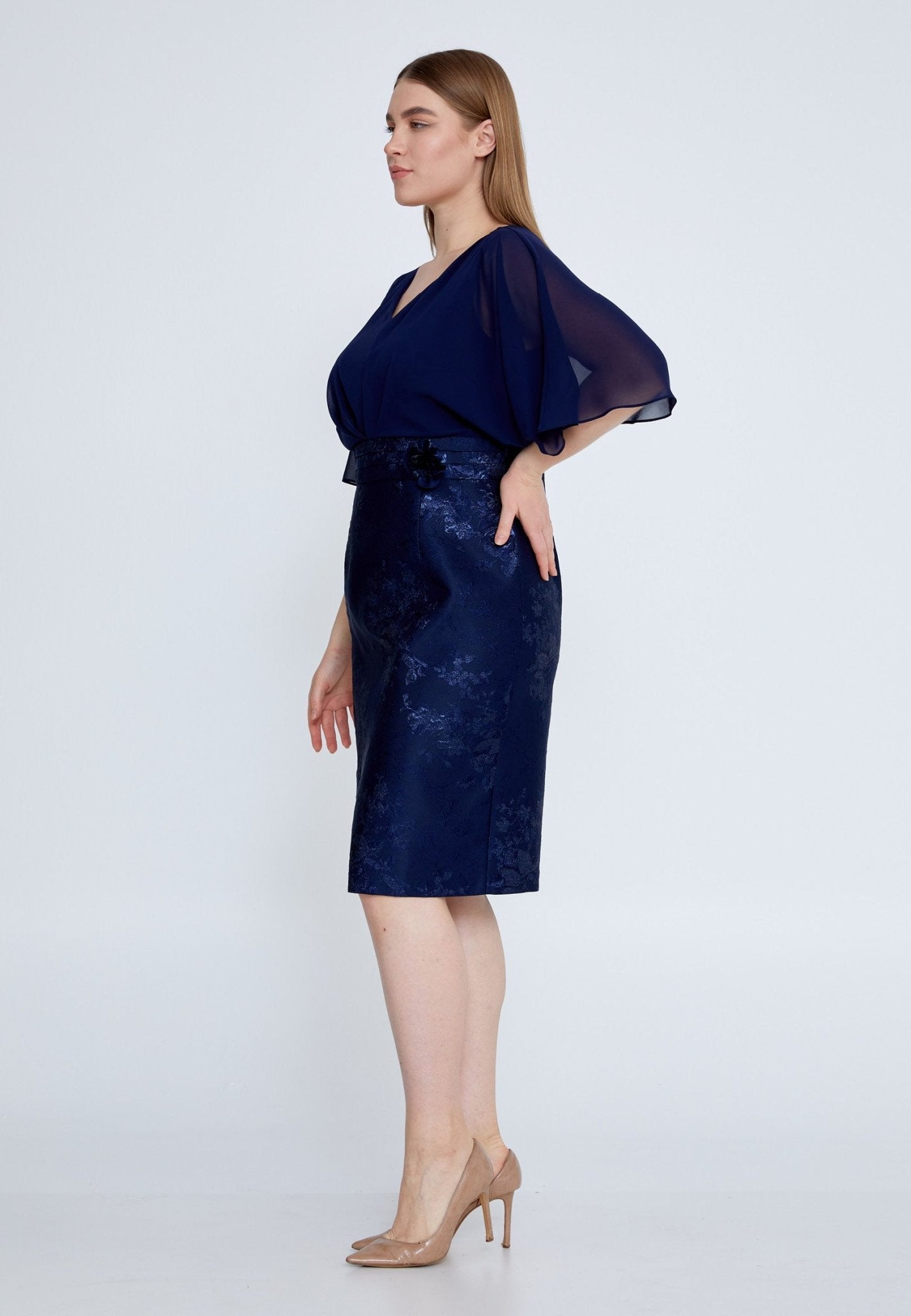 D9213 Navy Event Midi Dress - La Elegant