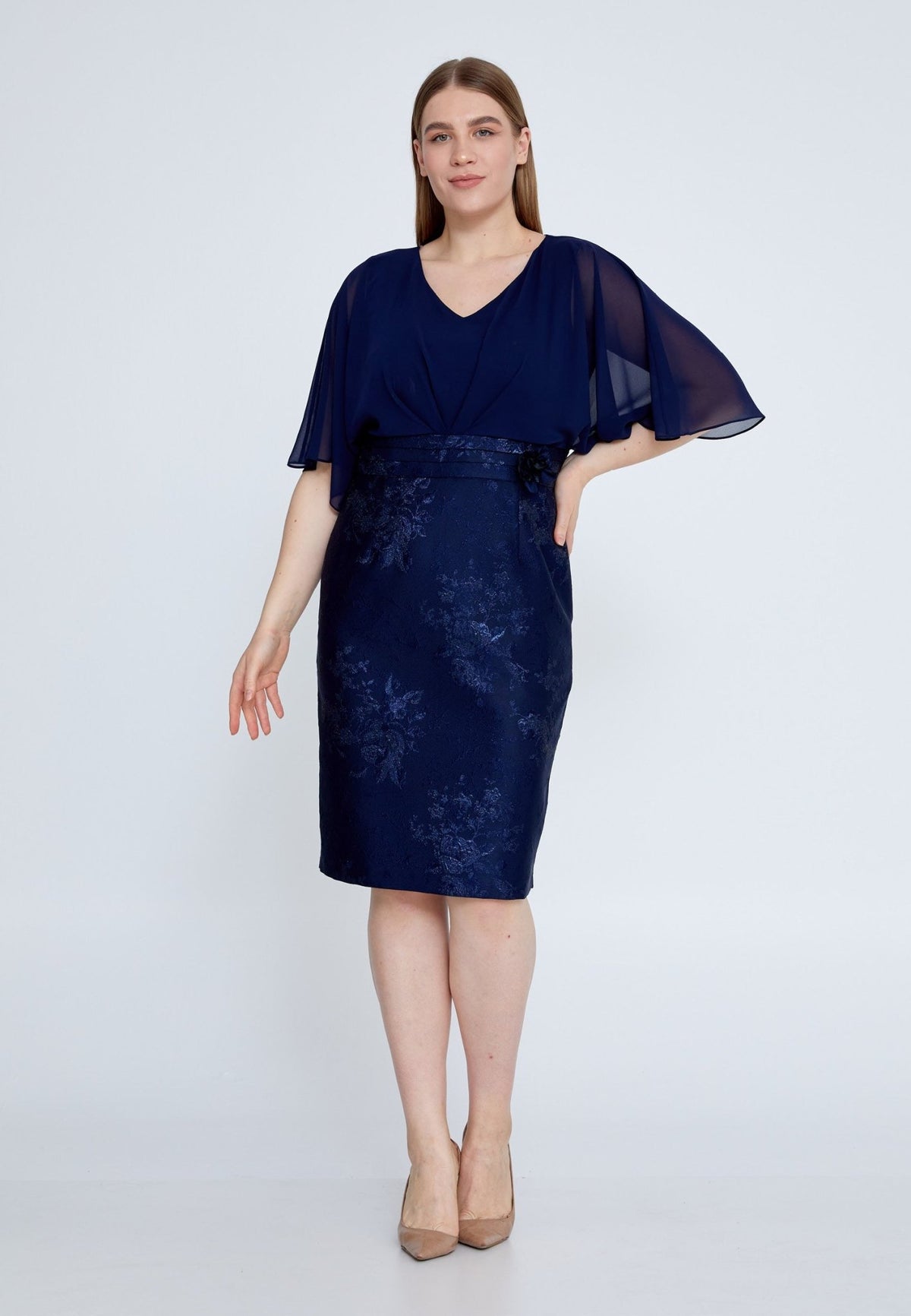 D9213 Navy Event Midi Dress - La Elegant