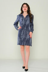 D9307 Blue Shirt Dress - La Elegant