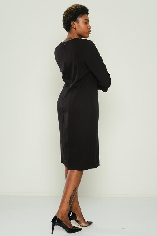 D9311 White Collar Black Midi Dress - La Elegant