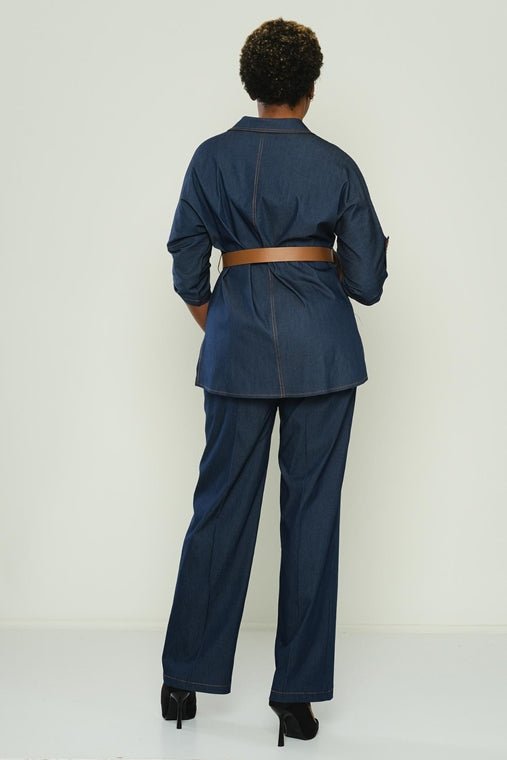 D9312 Denim Look Trouser - La Elegant