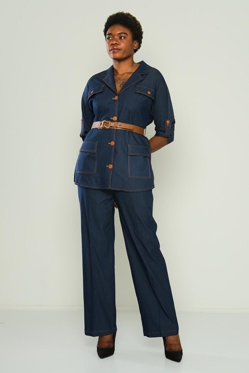 D9312 Denim Look Trouser - La Elegant