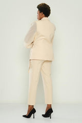 D9320 Cream Office Pants - La Elegant