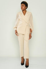 D9320 Cream Office Pants - La Elegant