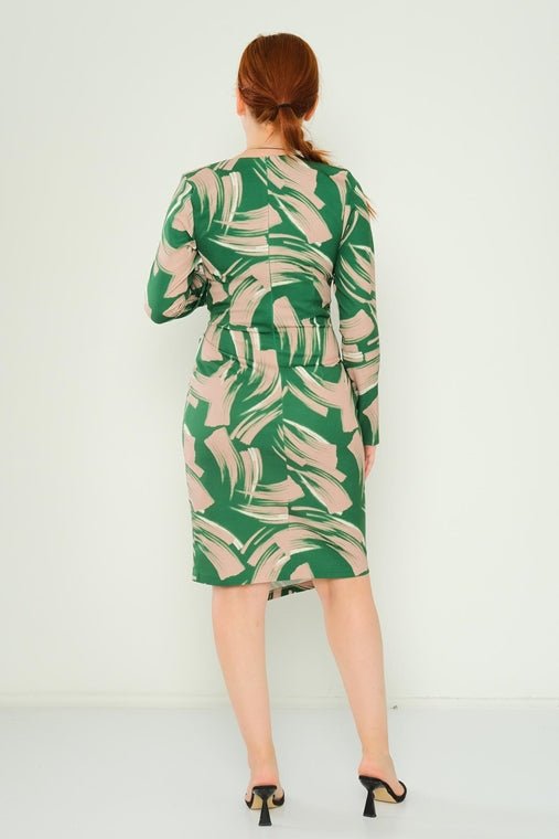 D9336 Green Swish Knee Length Dress - La Elegant