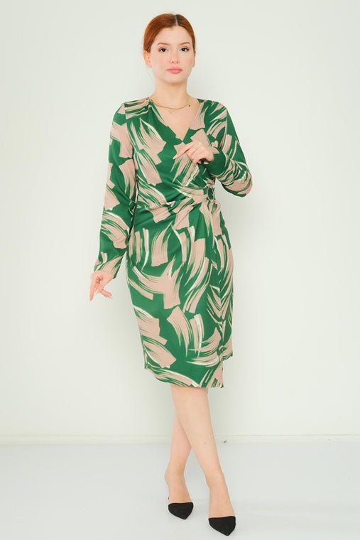 D9336 Green Swish Knee Length Dress - La Elegant