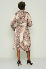 D9342 Snake Print Midi Dress - La Elegant