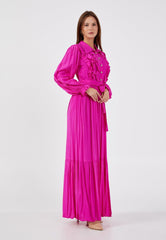 D9348 Pink Button Down Maxi Dress - La Elegant