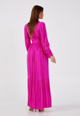 D9348 Pink Button Down Maxi Dress - La Elegant