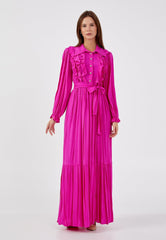 D9348 Pink Button Down Maxi Dress - La Elegant