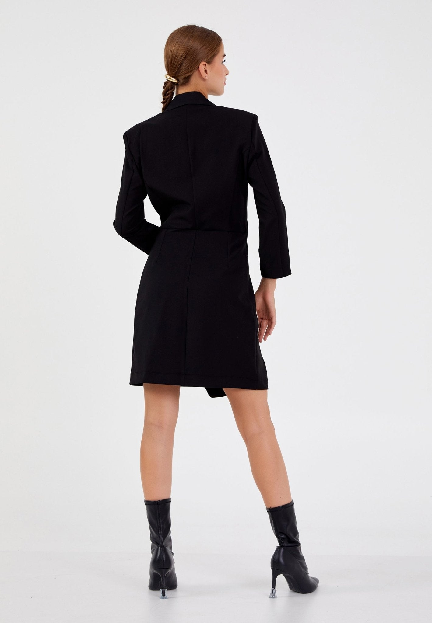 D9349 Black Blazer Official Knee Length Dress - La Elegant