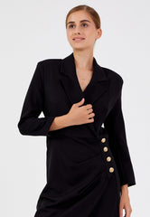 D9349 Black Blazer Official Knee Length Dress - La Elegant