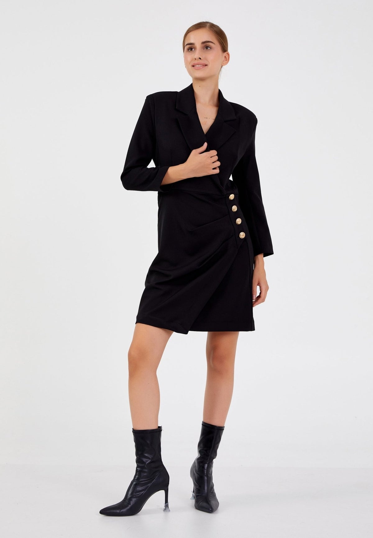 D9349 Black Blazer Official Knee Length Dress - La Elegant