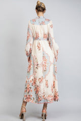 DD4001 Floral Maxi Button Down Dress - La Elegant