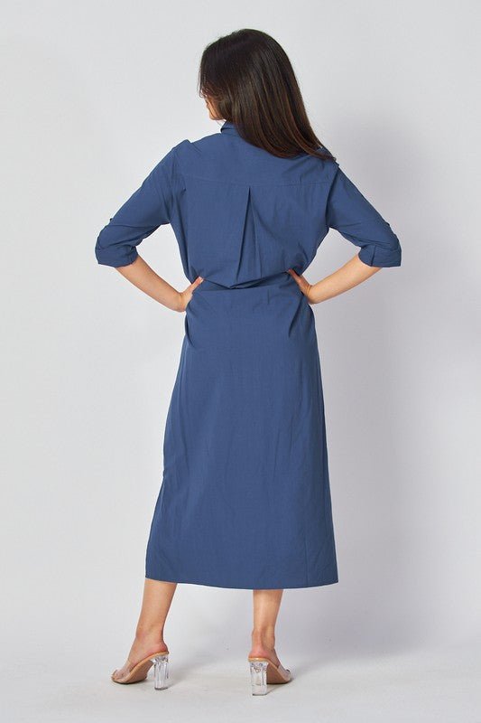 DD4046 Indigo Long Shirt Dress - La Elegant