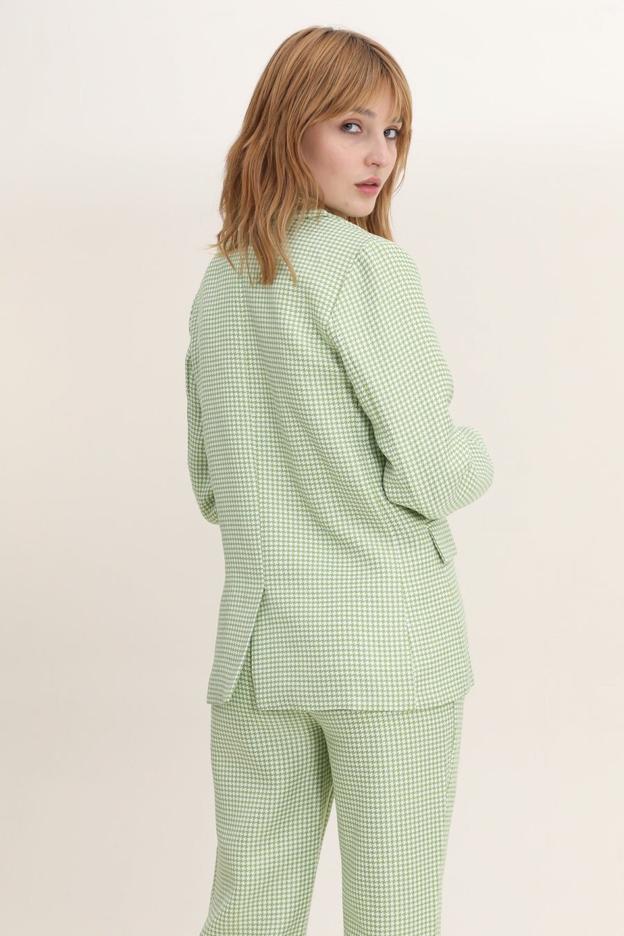 D3380 Green Checkered Blazer - La Elegant