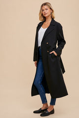 D3404 Black Double Breasted Trench - La Elegant